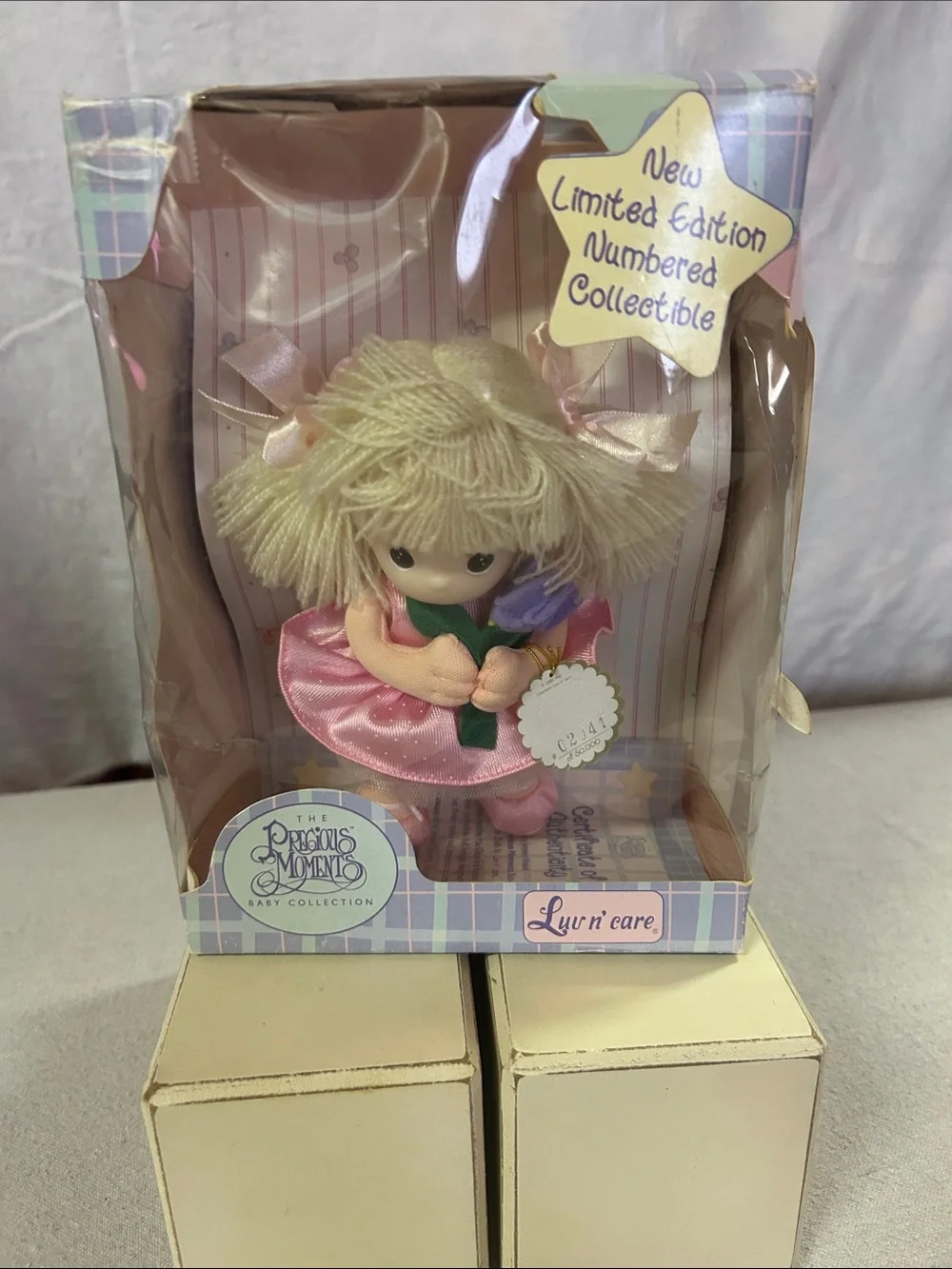Precious Moments Pink Dress Blonde Hair Girl Figurine Plush Doll